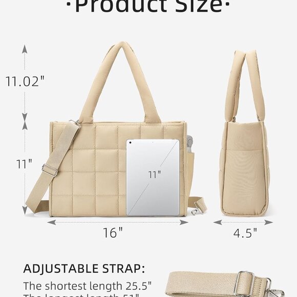 Khaki Nylon Crossbody Tote Bag - Spacious, Versatile & Stylish for Women - Picture 2 of 6